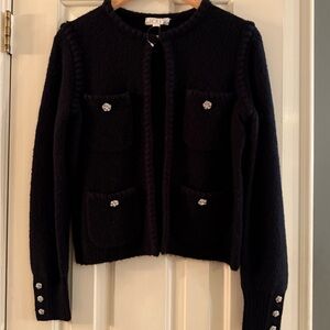 NWOT J. Crew Black Odette Sweater with Accent Buttons
